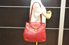 Authentic ETRO Vintage Shoulder Tote Bag Purse Leather Bordeaux Red 0618J