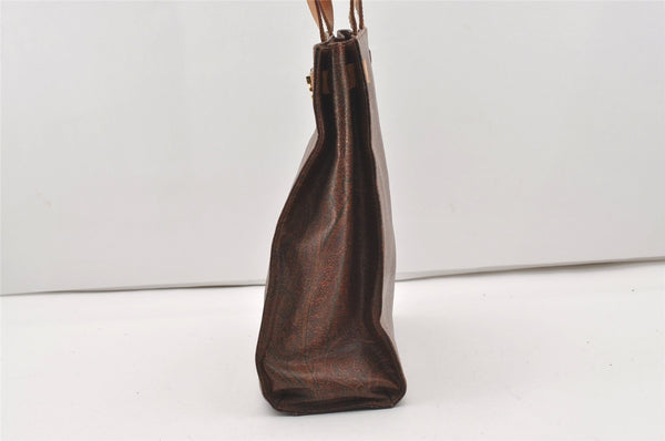 Authentic ETRO Paisley Shoulder Tote Bag PVC Leather Bordeaux Red Junk 0619J