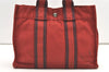 Authentic HERMES Vintage Fourre Tout PM Hand Tote Bag Canvas Red 0619K