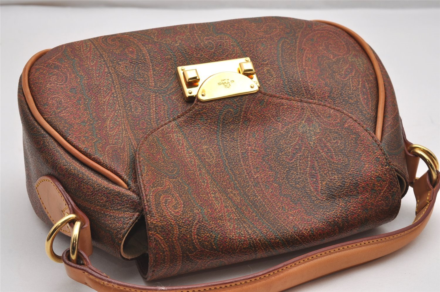 Authentic ETRO Paisley 2Way Shoulder Hand Bag PVC Leather Bordeaux Junk 0622J