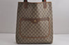 Authentic GUCCI Web Sherry Line Shoulder Tote Bag GG PVC Leather Brown 0622K