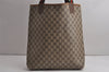Authentic GUCCI Web Sherry Line Shoulder Tote Bag GG PVC Leather Brown 0622K