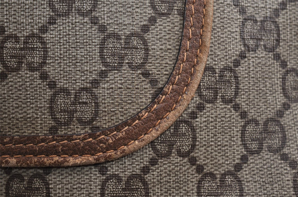 Authentic GUCCI Web Sherry Line Shoulder Tote Bag GG PVC Leather Brown 0622K