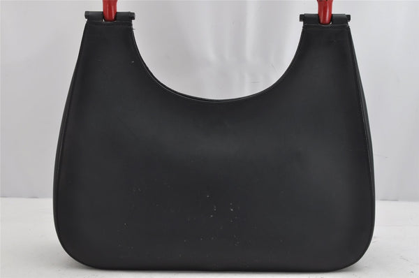 Authentic GUCCI Vintage Bamboo Shoulder Hand Bag Leather 0013739 Black 0623K