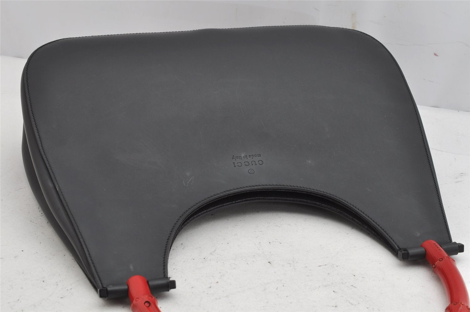 Authentic GUCCI Vintage Bamboo Shoulder Hand Bag Leather 0013739 Black 0623K