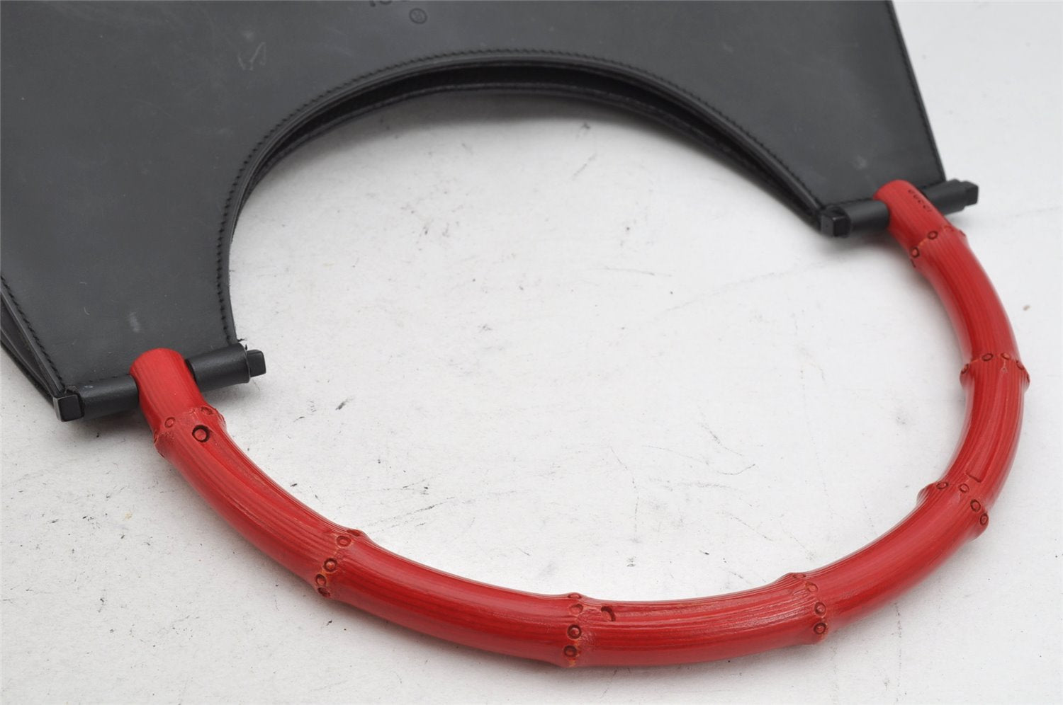 Authentic GUCCI Vintage Bamboo Shoulder Hand Bag Leather 0013739 Black 0623K