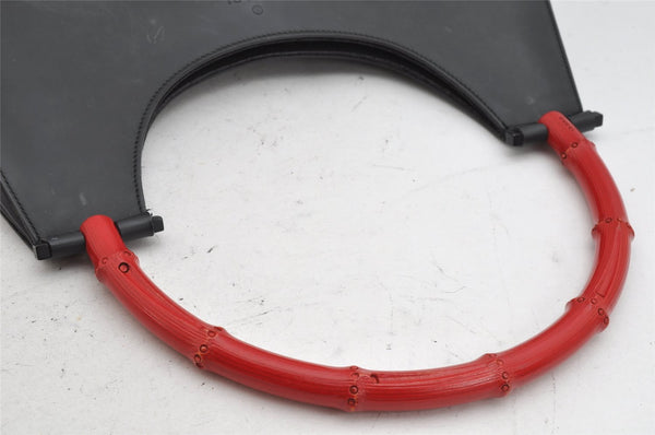 Authentic GUCCI Vintage Bamboo Shoulder Hand Bag Leather 0013739 Black 0623K