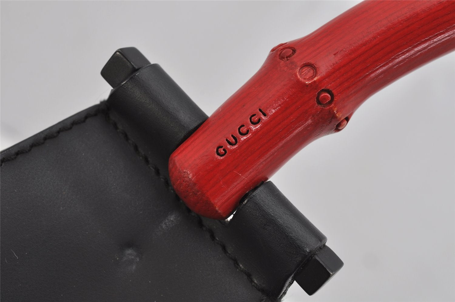 Authentic GUCCI Vintage Bamboo Shoulder Hand Bag Leather 0013739 Black 0623K