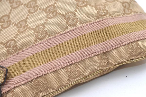 Authentic GUCCI Sherry Line Shoulder Bag GG Canvas Leather 144388 Beige 0625K