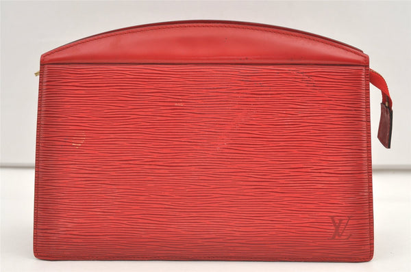 Authentic Louis Vuitton Epi Trousse Crete Clutch Bag Red M48417 LV Junk 0627K