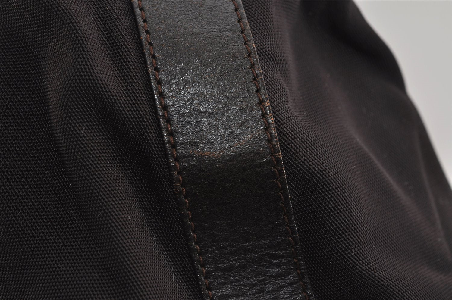 Authentic GUCCI Vintage Shoulder Hand Bag Nylon Leather Brown 0629I