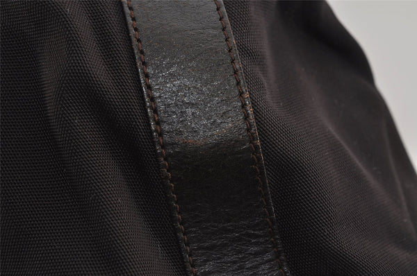 Authentic GUCCI Vintage Shoulder Hand Bag Nylon Leather Brown 0629I