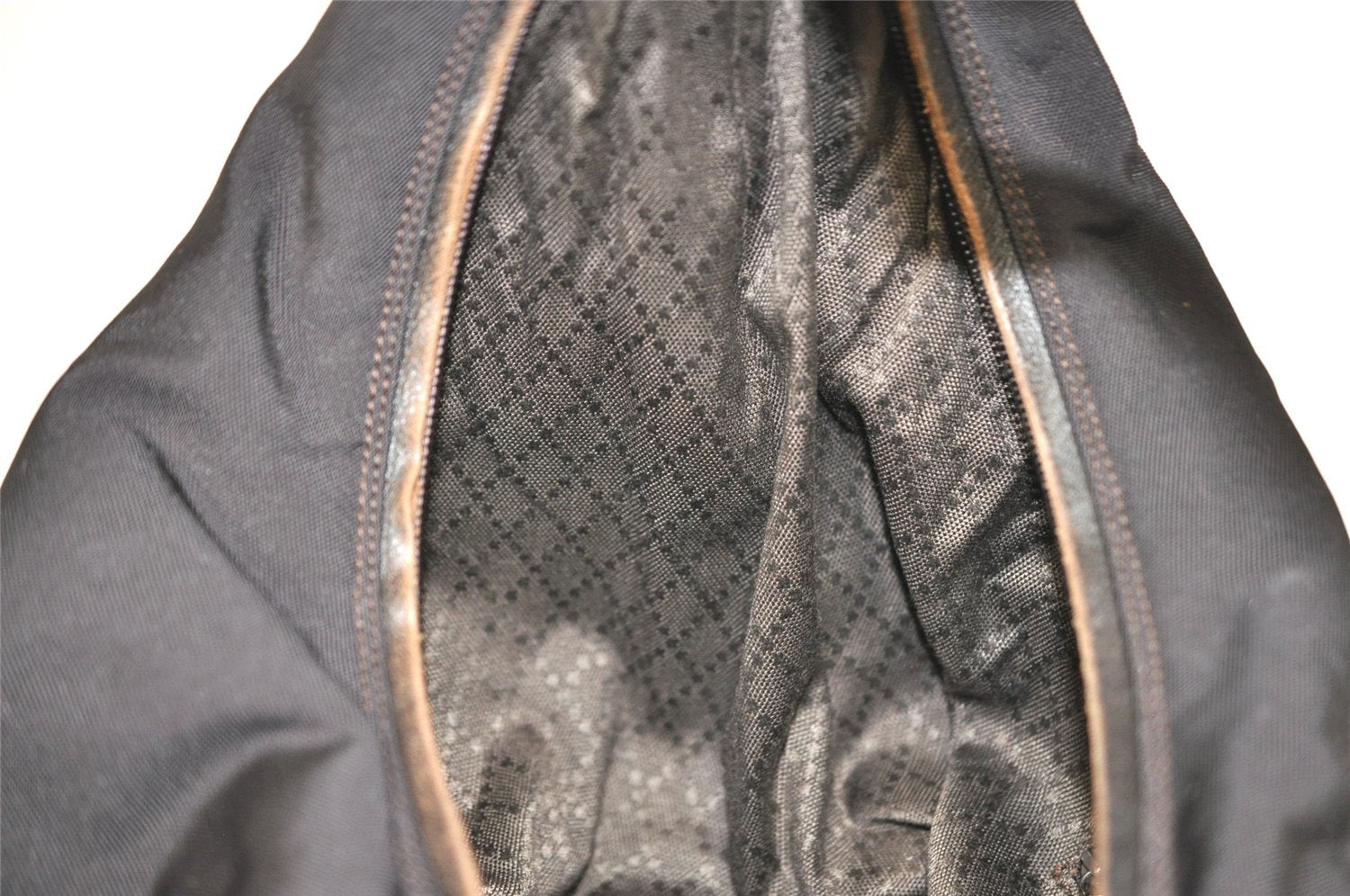 Authentic GUCCI Vintage Shoulder Hand Bag Nylon Leather Brown 0629I