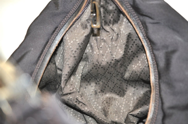 Authentic GUCCI Vintage Shoulder Hand Bag Nylon Leather Brown 0629I