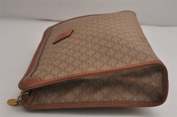 Authentic CELINE Macadam Blason Pattern Clutch Hand Bag PVC Leather Beige 0629K