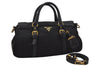 Authentic PRADA Nylon Tessuto Nappa Leather 2Way Shoulder Hand Bag Black 0630J