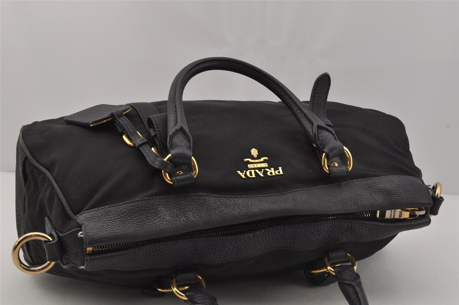 Authentic PRADA Nylon Tessuto Nappa Leather 2Way Shoulder Hand Bag Black 0630J