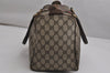 Authentic GUCCI Web Sherry Line Hand Boston Bag GG PVC Leather Brown 0634K