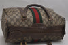 Authentic GUCCI Web Sherry Line Hand Boston Bag GG PVC Leather Brown 0634K