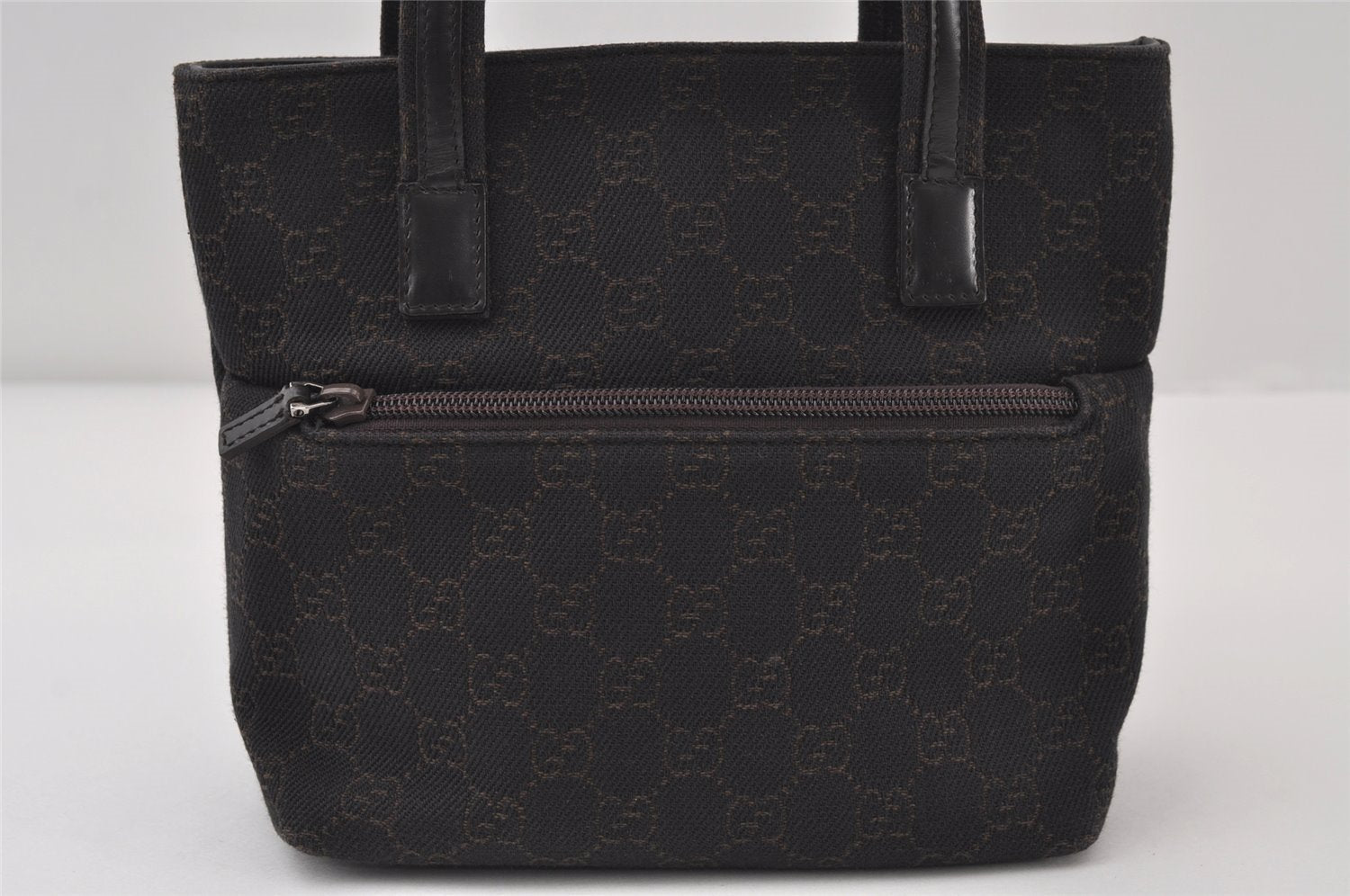 Authentic GUCCI Vintage Tote Hand Bag Purse GG Canvas Leather 105651 Brown 0635J