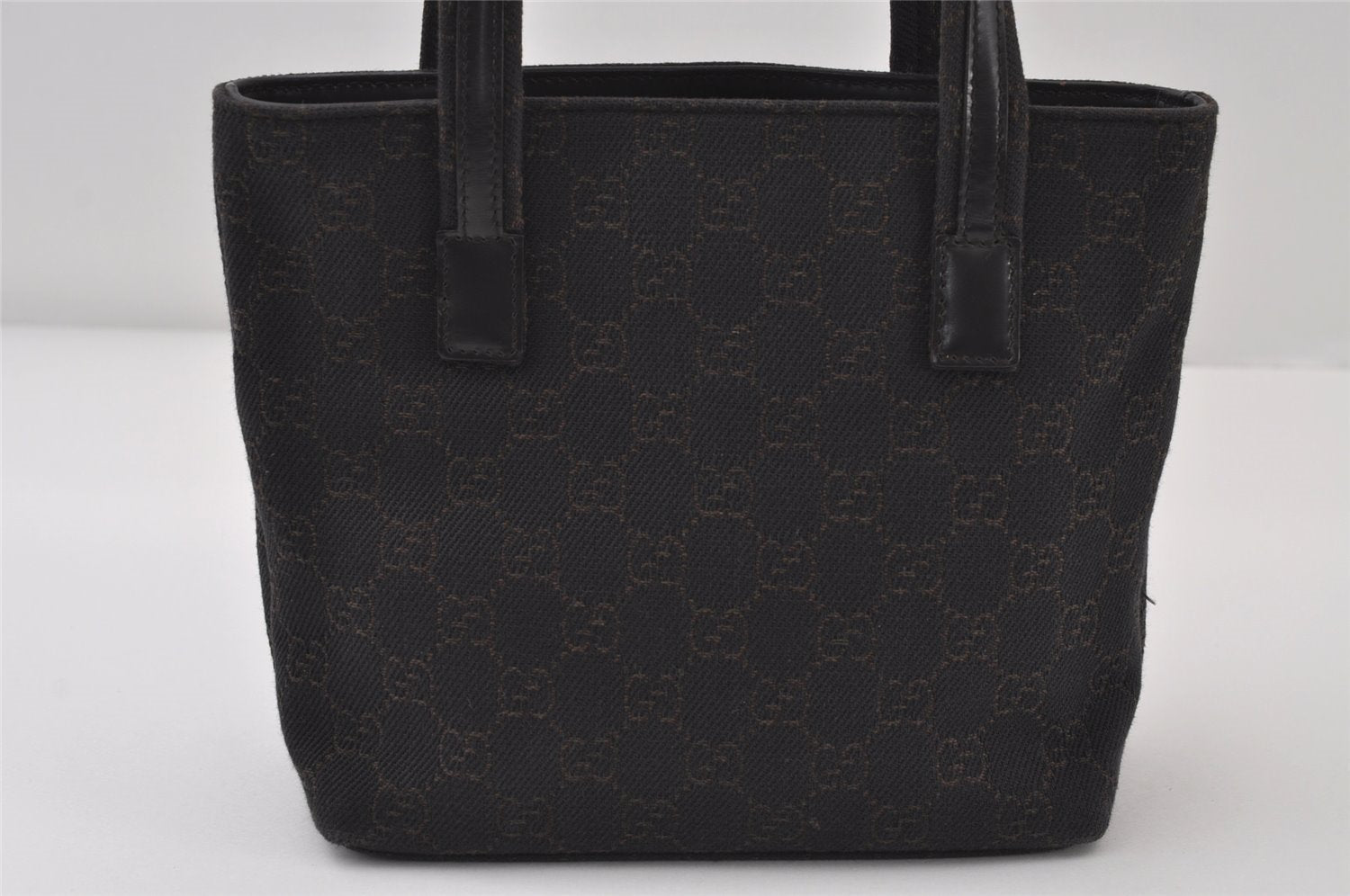 Authentic GUCCI Vintage Tote Hand Bag Purse GG Canvas Leather 105651 Brown 0635J