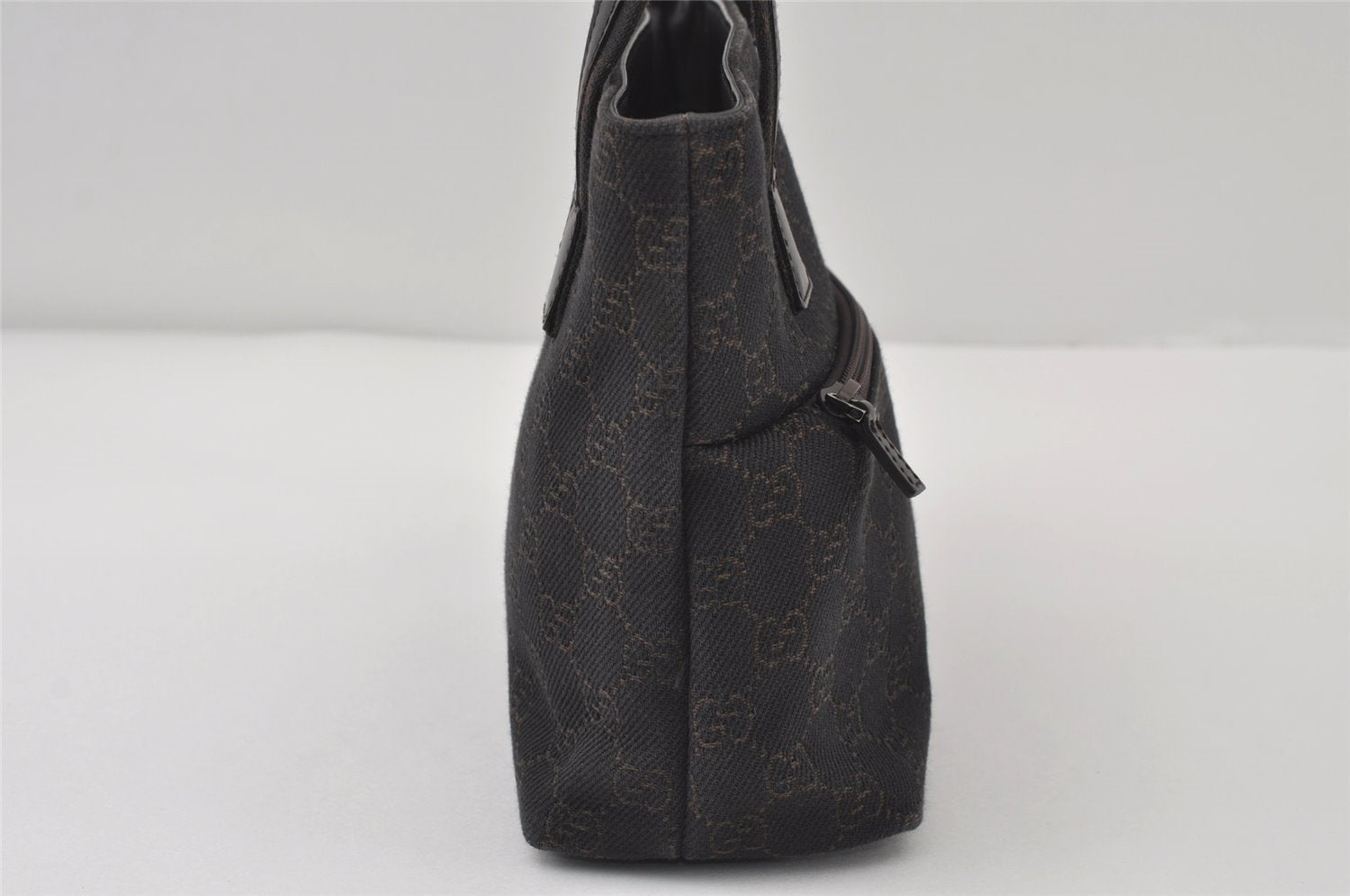 Authentic GUCCI Vintage Tote Hand Bag Purse GG Canvas Leather 105651 Brown 0635J