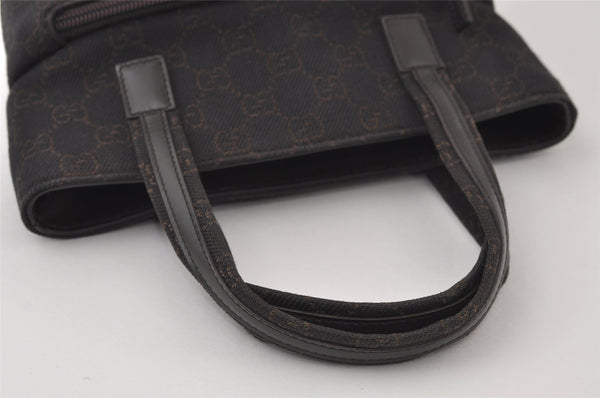 Authentic GUCCI Vintage Tote Hand Bag Purse GG Canvas Leather 105651 Brown 0635J