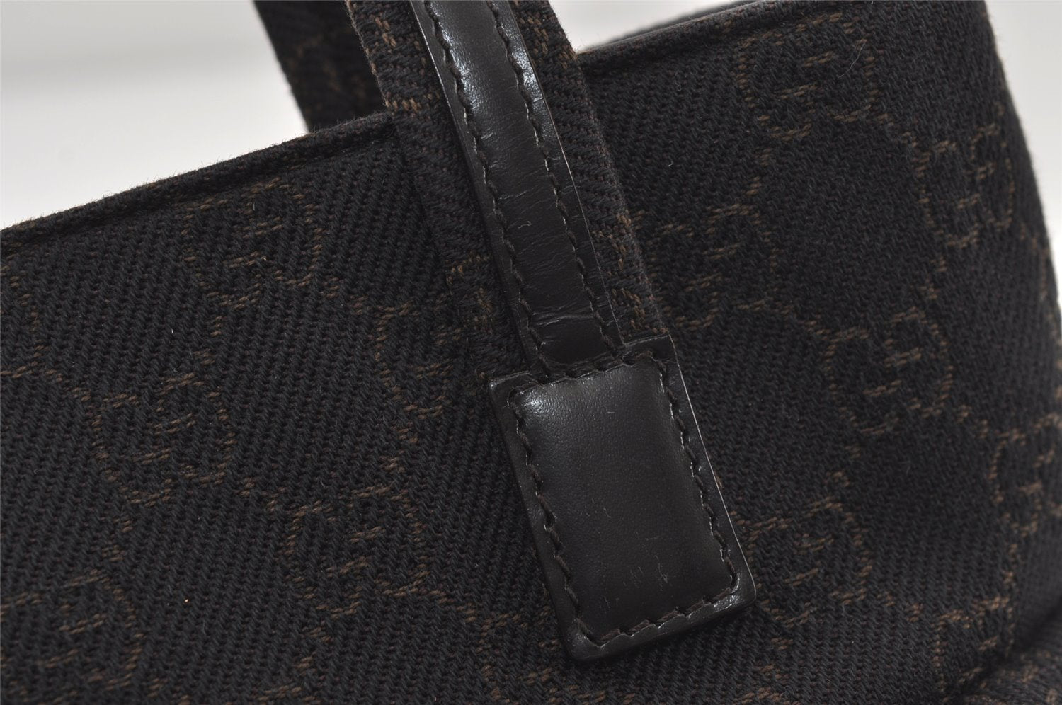 Authentic GUCCI Vintage Tote Hand Bag Purse GG Canvas Leather 105651 Brown 0635J