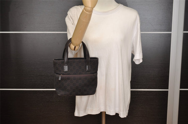 Authentic GUCCI Vintage Tote Hand Bag Purse GG Canvas Leather 105651 Brown 0635J
