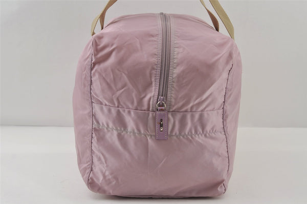 Authentic PRADA Vintage Nylon Tessuto Leather Travel Boston Bag Pink 0637J