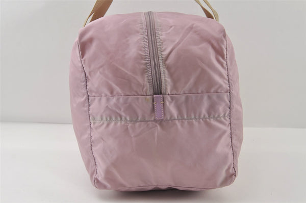 Authentic PRADA Vintage Nylon Tessuto Leather Travel Boston Bag Pink 0637J