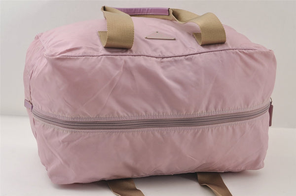 Authentic PRADA Vintage Nylon Tessuto Leather Travel Boston Bag Pink 0637J