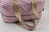 Authentic PRADA Vintage Nylon Tessuto Leather Travel Boston Bag Pink 0637J