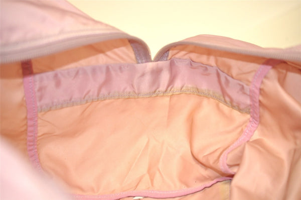 Authentic PRADA Vintage Nylon Tessuto Leather Travel Boston Bag Pink 0637J
