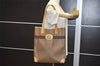 Authentic GUCCI Web Sherry Line Micro GG PVC Leather Tote Bag Brown 0638K