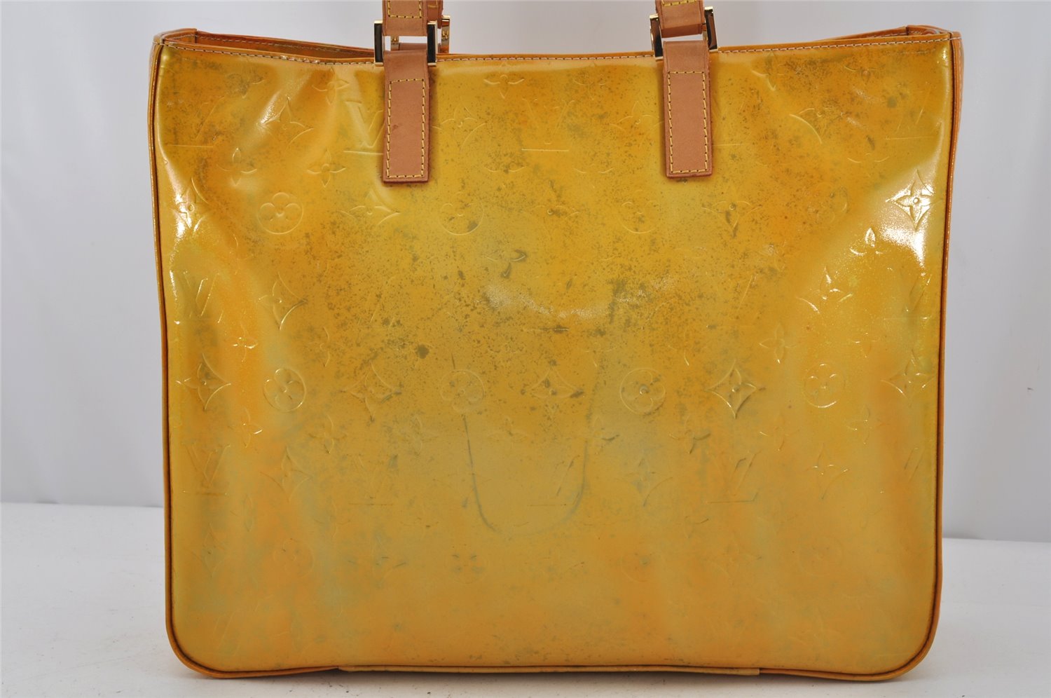 Authentic Louis Vuitton Vernis Columbus Shoulder Tote Bag Yellow M91028 LV 0639K