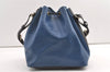 Authentic Louis Vuitton Epi Petit Noe Bi-color Blue x Black Drawstring Bag 0640K