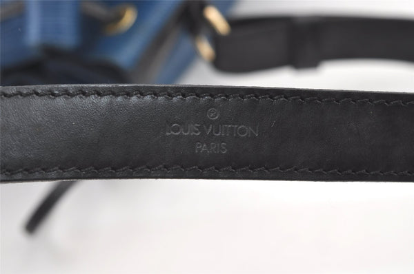 Authentic Louis Vuitton Epi Petit Noe Bi-color Blue x Black Drawstring Bag 0640K