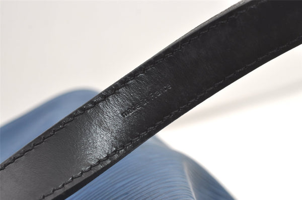 Authentic Louis Vuitton Epi Petit Noe Bi-color Blue x Black Drawstring Bag 0640K