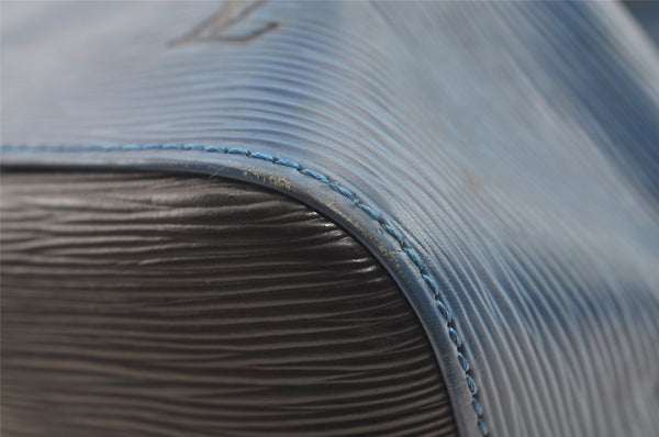 Authentic Louis Vuitton Epi Petit Noe Bi-color Blue x Black Drawstring Bag 0640K