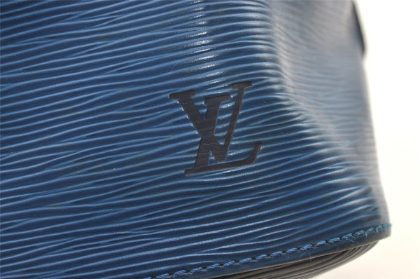 Authentic Louis Vuitton Epi Petit Noe Bi-color Blue x Black Drawstring Bag 0640K