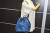 Authentic Louis Vuitton Epi Petit Noe Bi-color Blue x Black Drawstring Bag 0640K