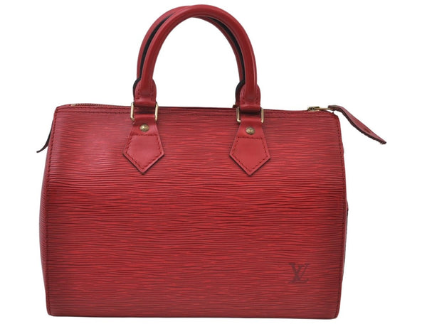 Authentic Louis Vuitton Epi Speedy 25 Hand Boston Bag Red M43017 LV 0641H