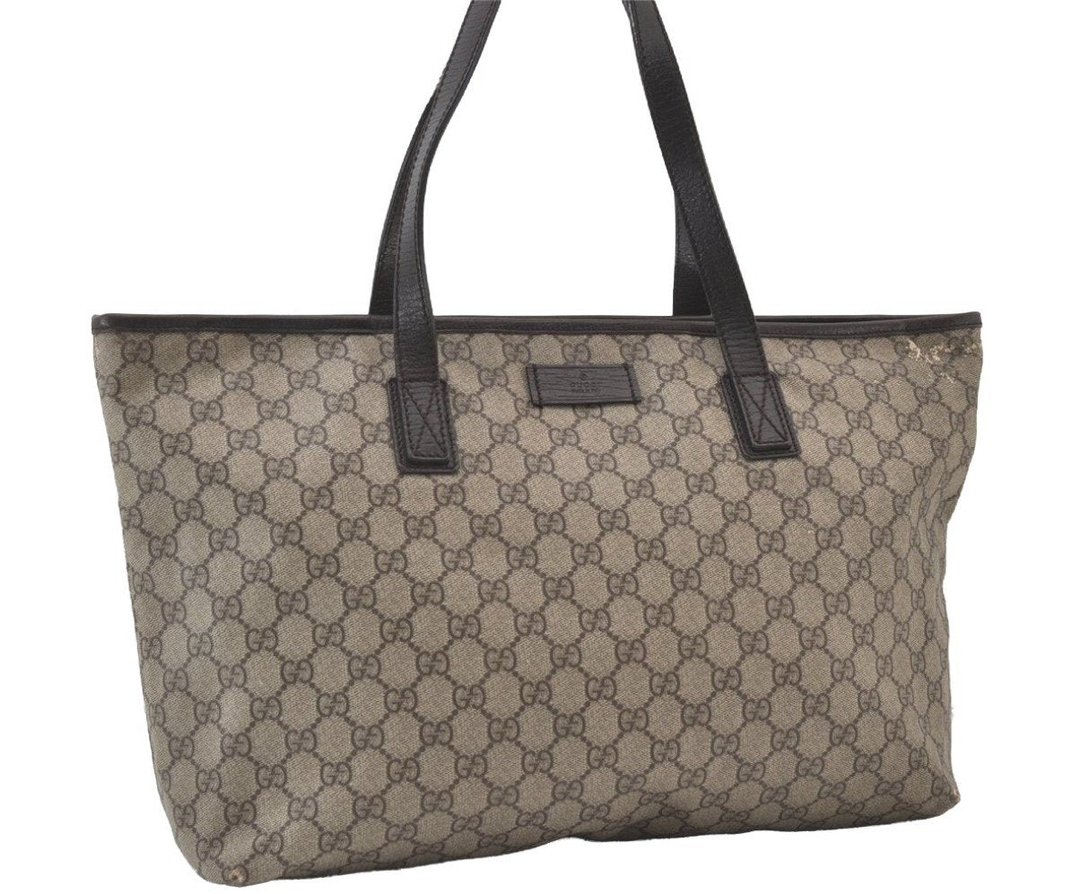 Authentic GUCCI Vintage Shoulder Tote Bag GG PVC Leather 181084 Brown 0641J