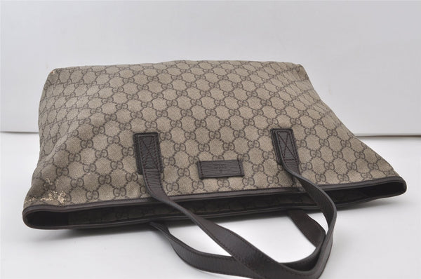 Authentic GUCCI Vintage Shoulder Tote Bag GG PVC Leather 181084 Brown 0641J