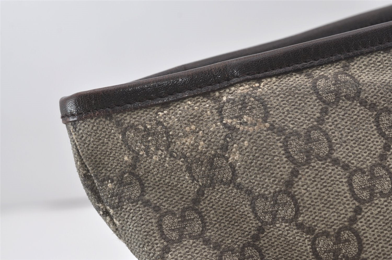 Authentic GUCCI Vintage Shoulder Tote Bag GG PVC Leather 181084 Brown 0641J