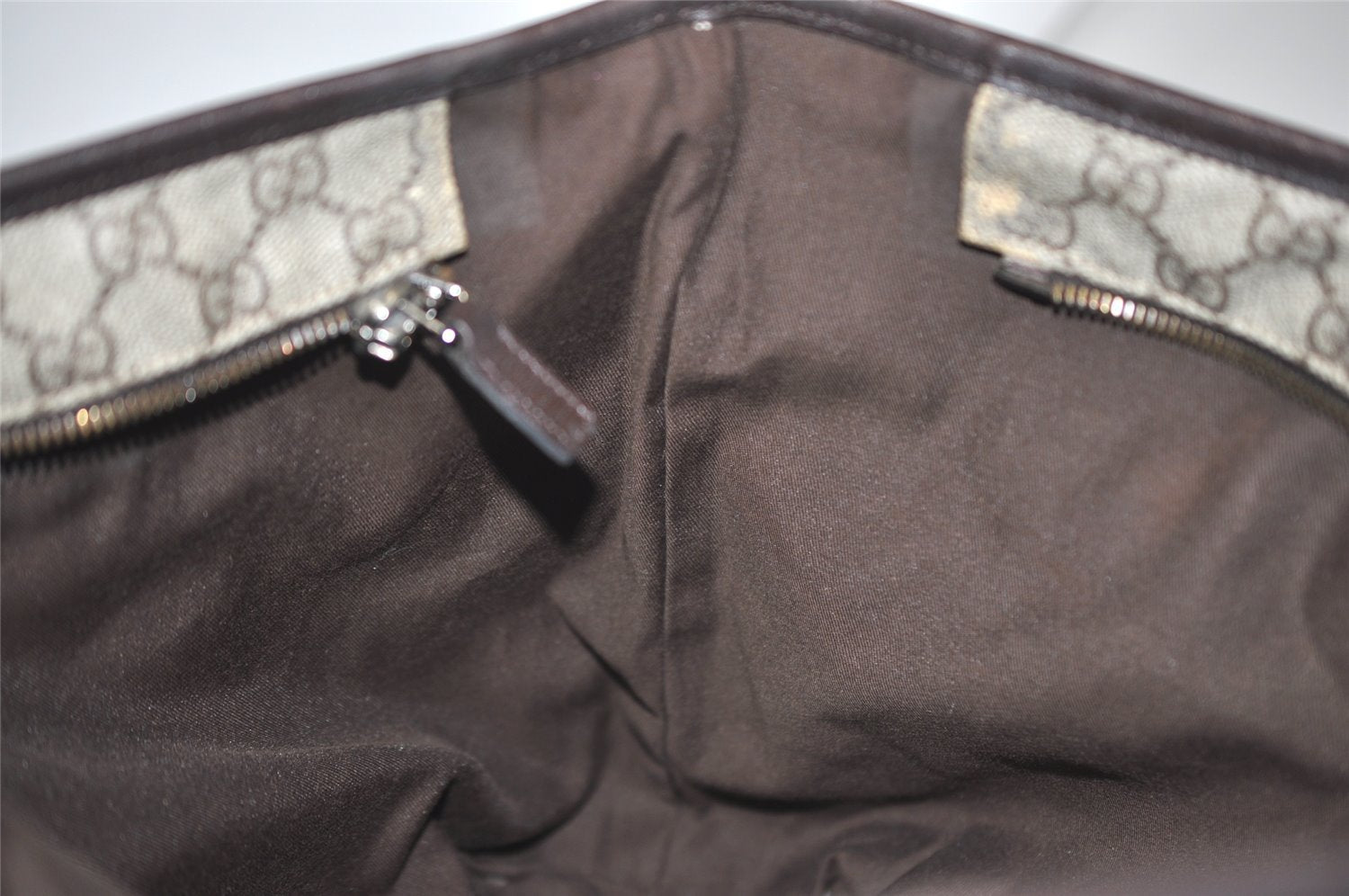 Authentic GUCCI Vintage Shoulder Tote Bag GG PVC Leather 181084 Brown 0641J