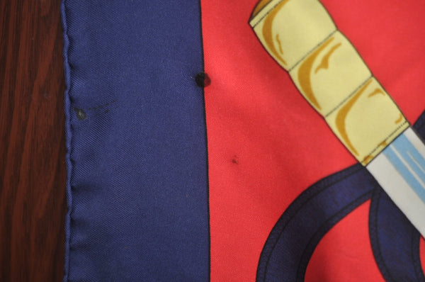 Authentic HERMES Carre 90 Scarf "Eperon d'or" Silk Navy Blue 0642J