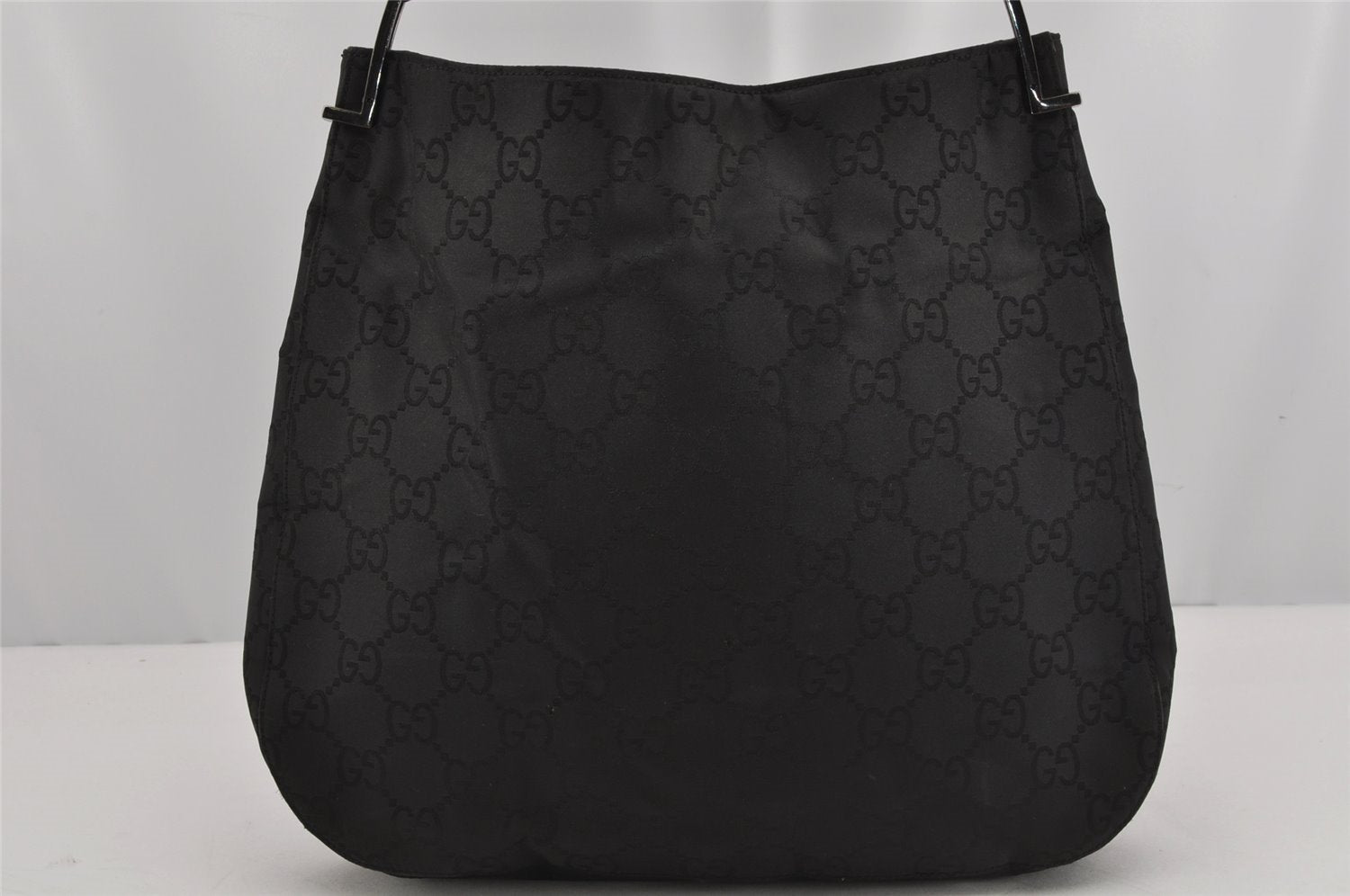 Authentic GUCCI Shoulder Hand Bag Purse GG Nylon Leather 0013166 Black 0642K