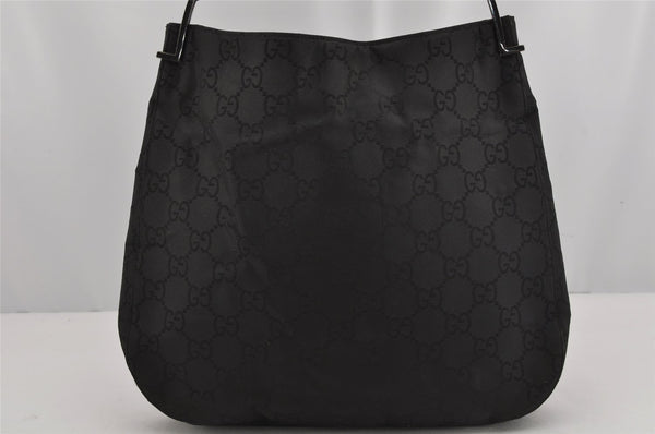 Authentic GUCCI Shoulder Hand Bag Purse GG Nylon Leather 0013166 Black 0642K